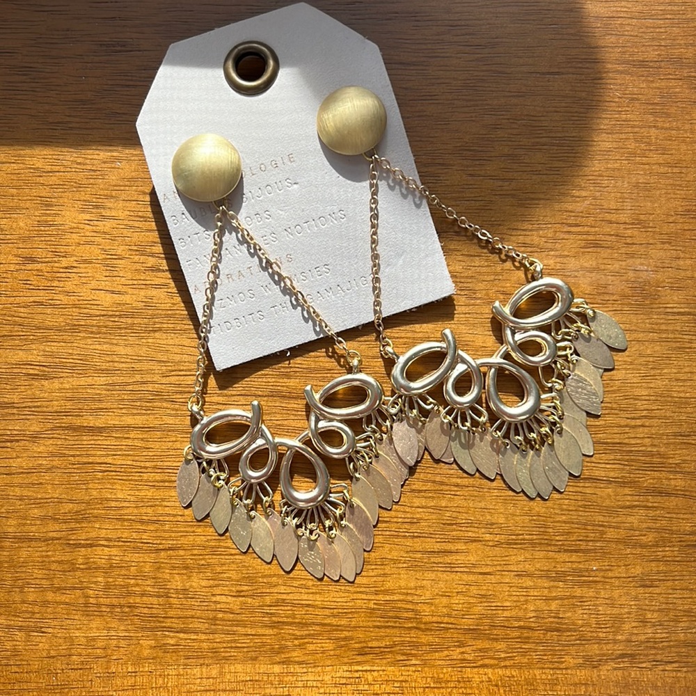 Anthropologie gold statement earrings